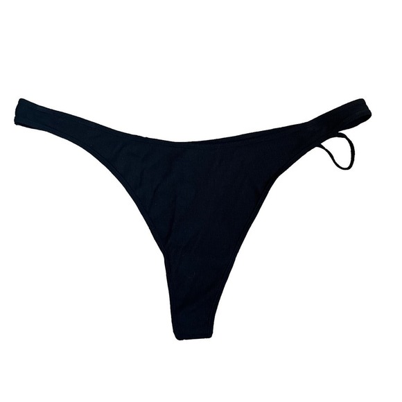 Skims 4X Ribbed Thong Onyx Black NWT - Picture 3 of 3
